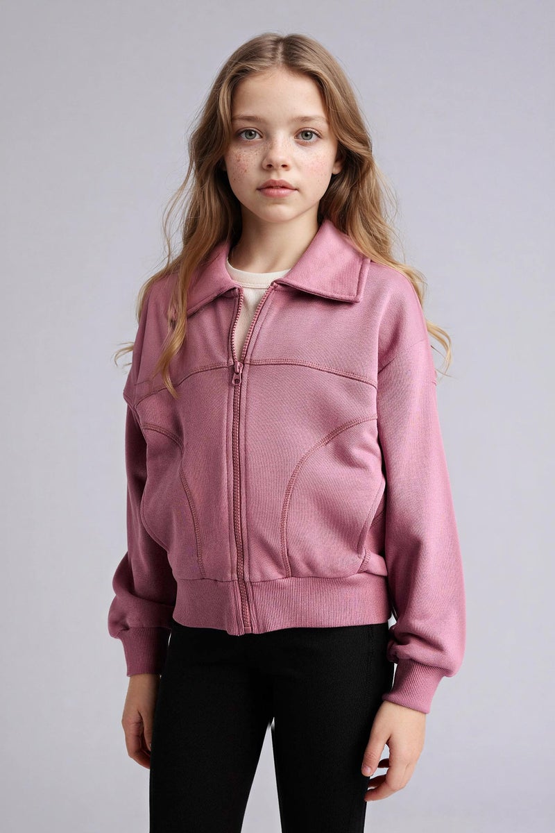 DeFacto Pink Girl Girl Zip-Up Cardigan Casual - Image 5